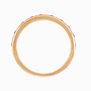 Art Deco Style Half Band with Diamond and Square - cut Ruby in 14K Yellow Gold - Shahin Jewelry